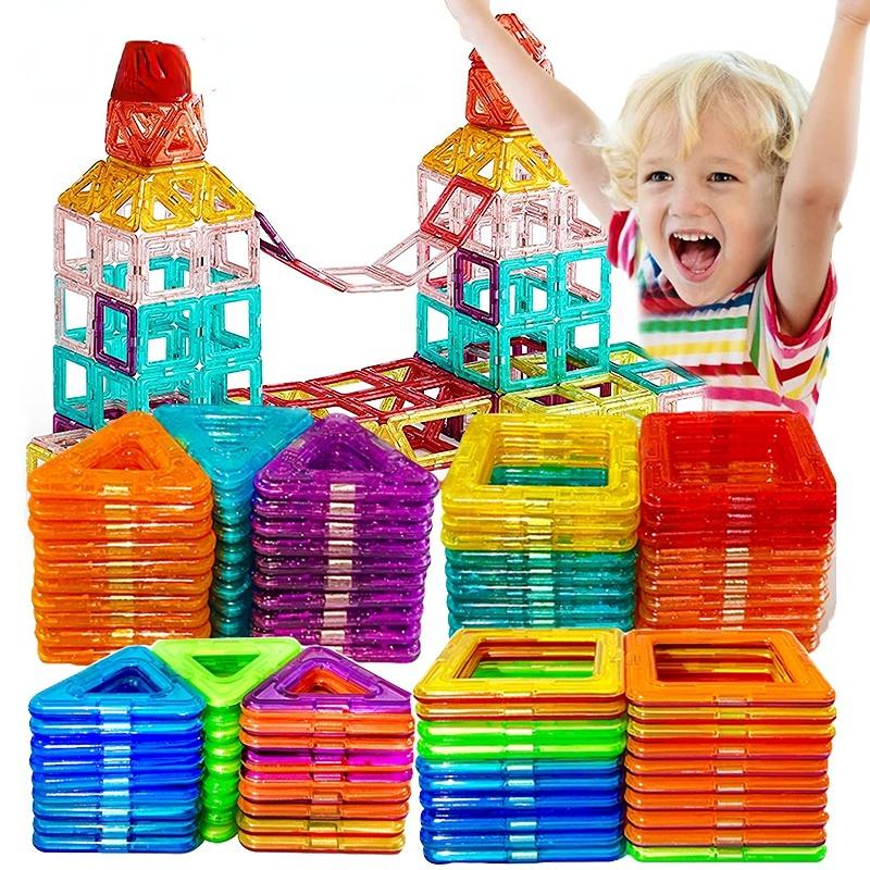 Educational magnetic construction blocks for boys and girls aged 3+.