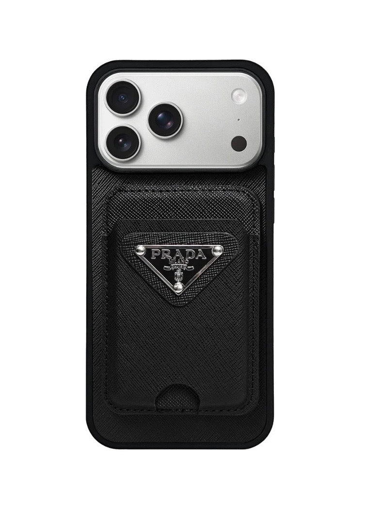 Luxury MagSafe Black Wallet Case for iPhone 13–17