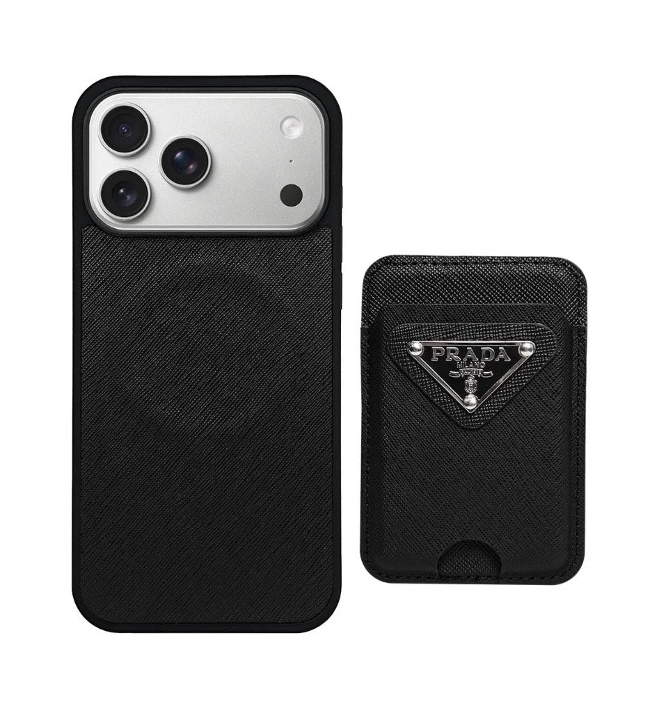 Luxury MagSafe Black Wallet Case for iPhone 13–17