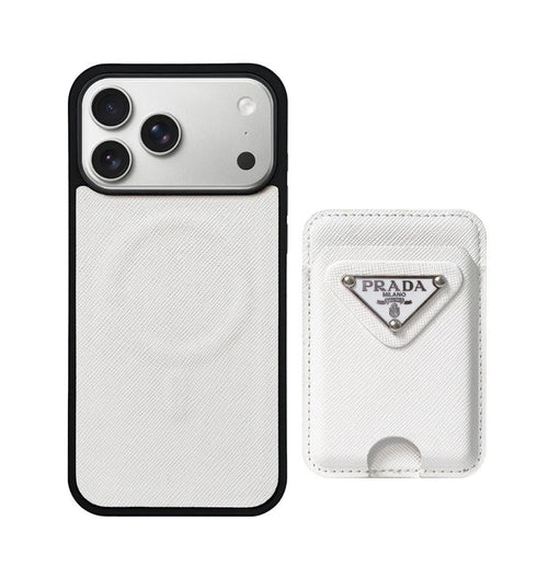 Luxury MagSafe White Wallet Case for iPhone 13–17