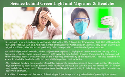 Experience relief with the iBoost Green Light Therapy Lamp for Migraines, Headaches, Insomnia, Anxiety, Light Sensitivity and many more!