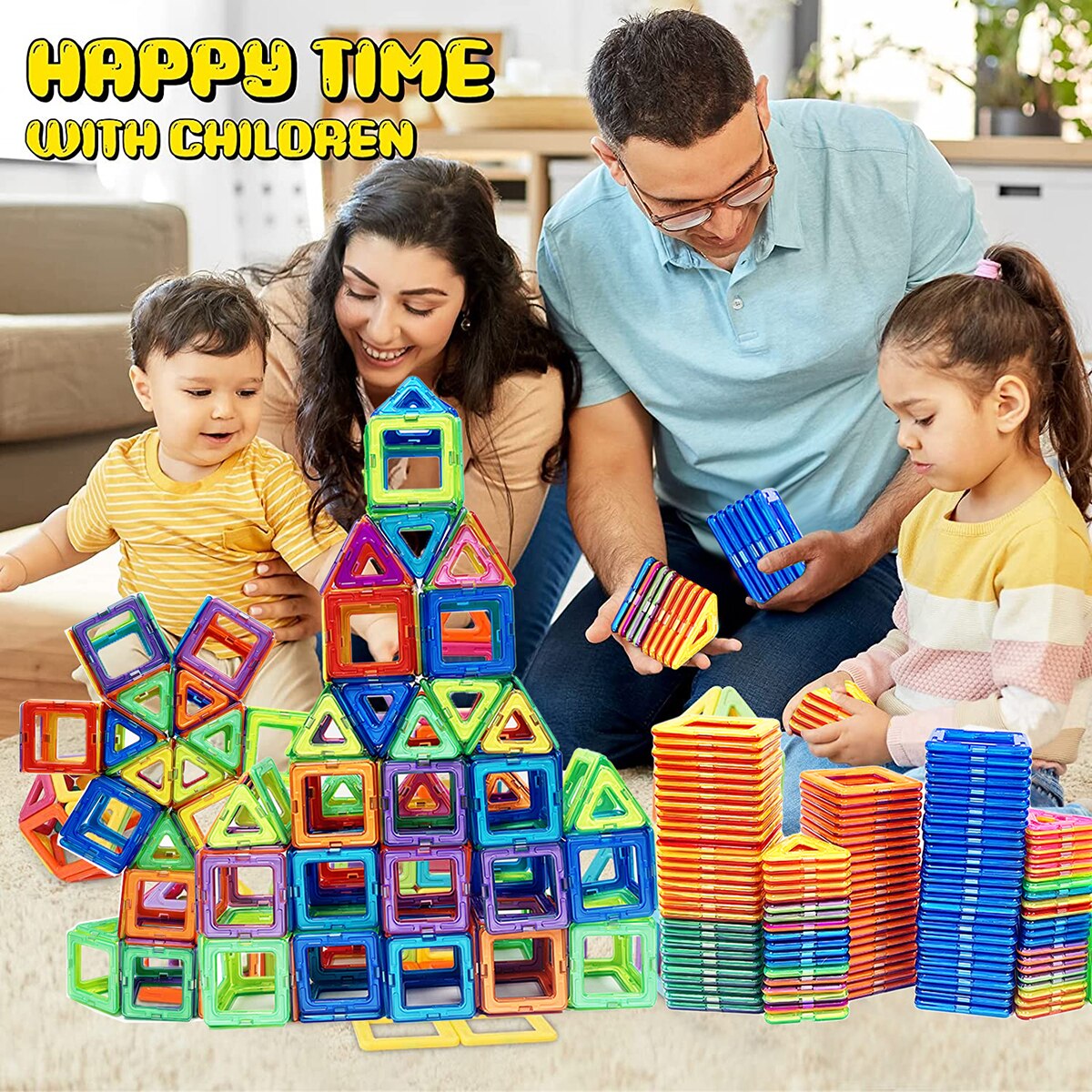 Educational magnetic construction blocks for boys and girls aged 3+.