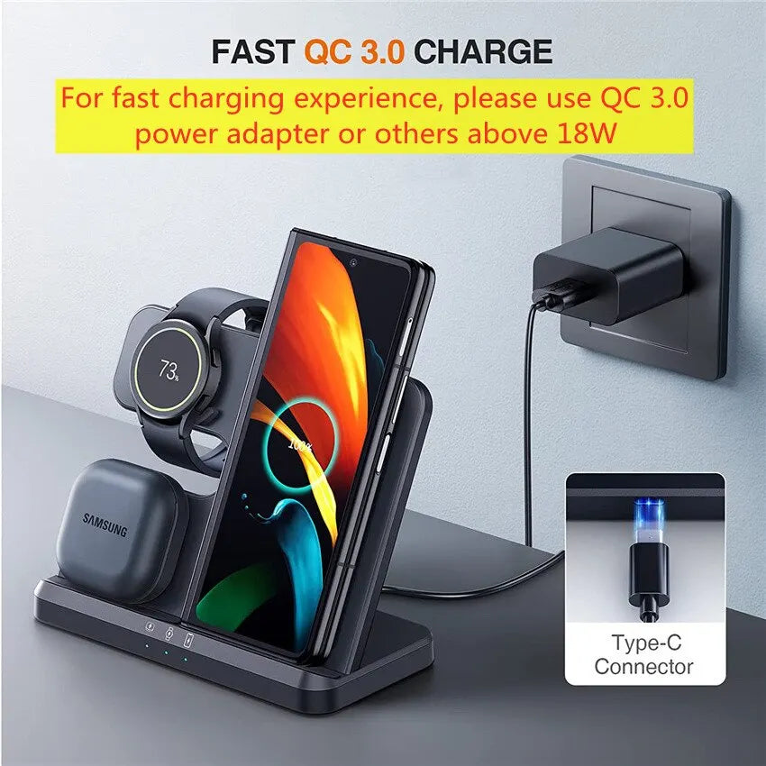 The Samsung Powerhouse: Ultimate Charging Station for Your S24, S23, S22, S21, S20, S10, Ultra Note Watch, and Buds