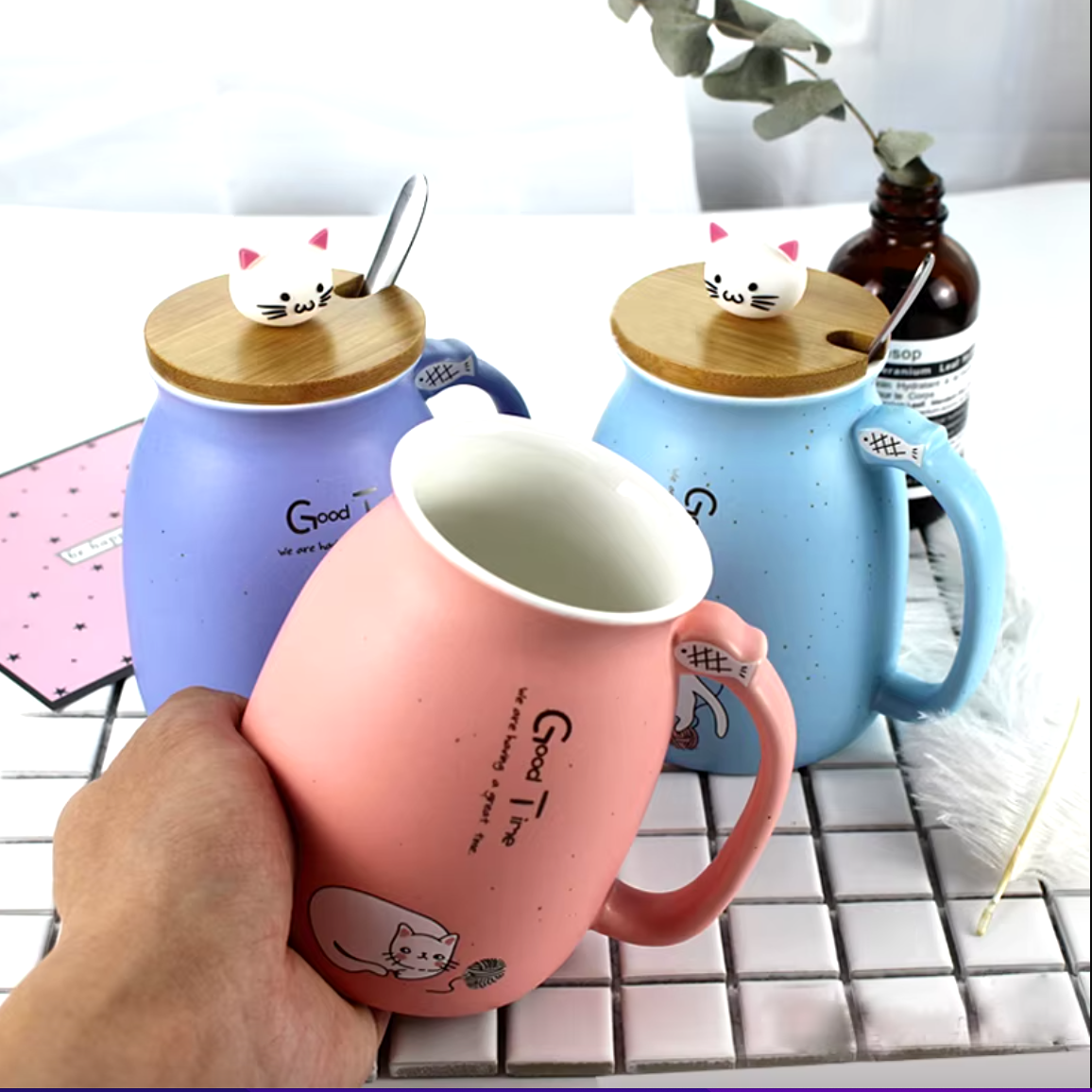 Kitten Cuppa:Heat-Resistant Cat Mug with Lid