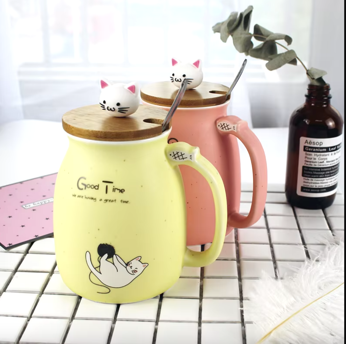 Kitten Cuppa:Heat-Resistant Cat Mug with Lid