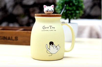 Kitten Cuppa:Heat-Resistant Cat Mug with Lid