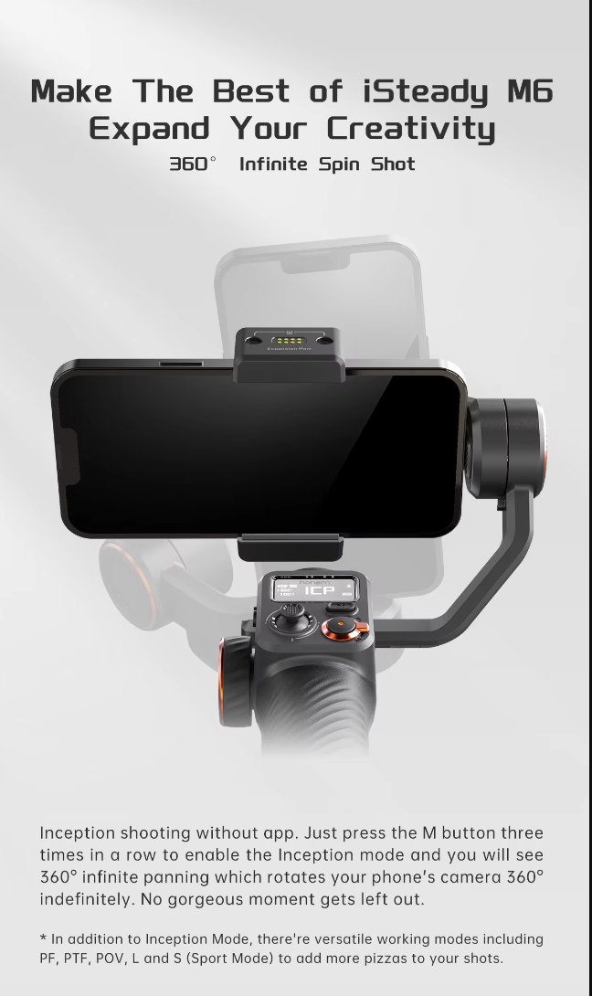 iSteady M6 KIT: Ultimate Smartphone Gimbal & Selfie Tripod with AI Fill Light