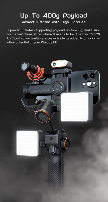 iSteady M6 KIT: Ultimate Smartphone Gimbal & Selfie Tripod with AI Fill Light