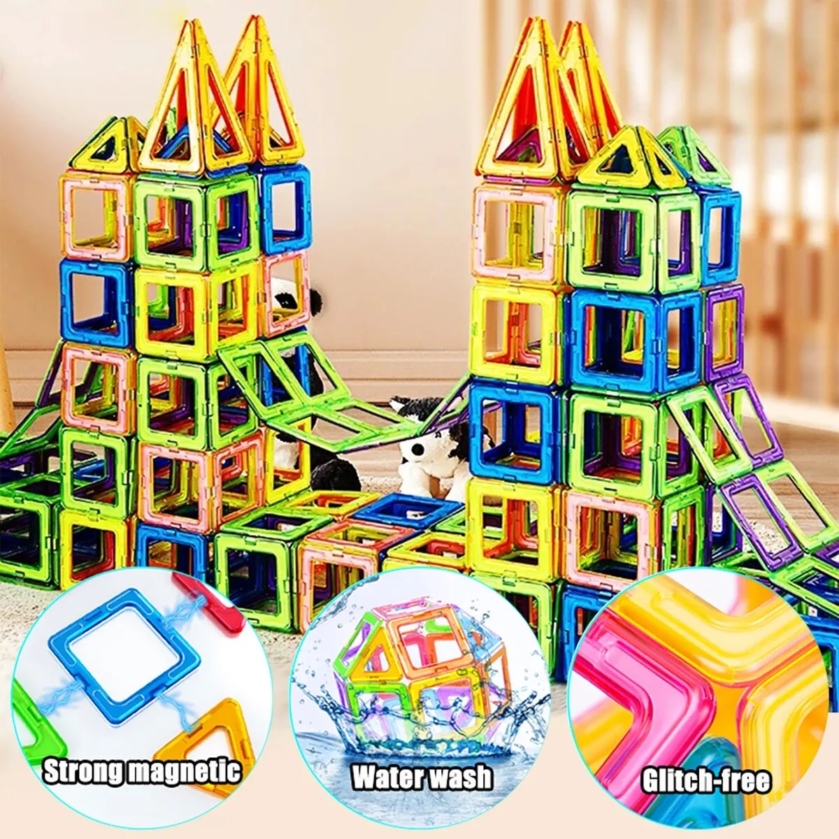 Educational magnetic construction blocks for boys and girls aged 3+.