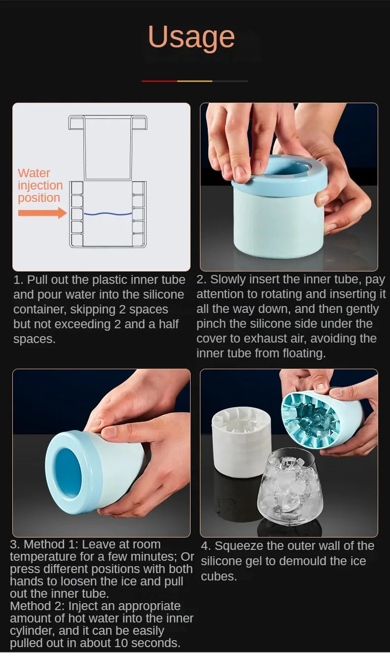 Silicone Ice Bucket Cup - Perfectly-Shaped Ice Cubes With Our Easy-Release Silicone Ice Cube Bucket Cup Mold