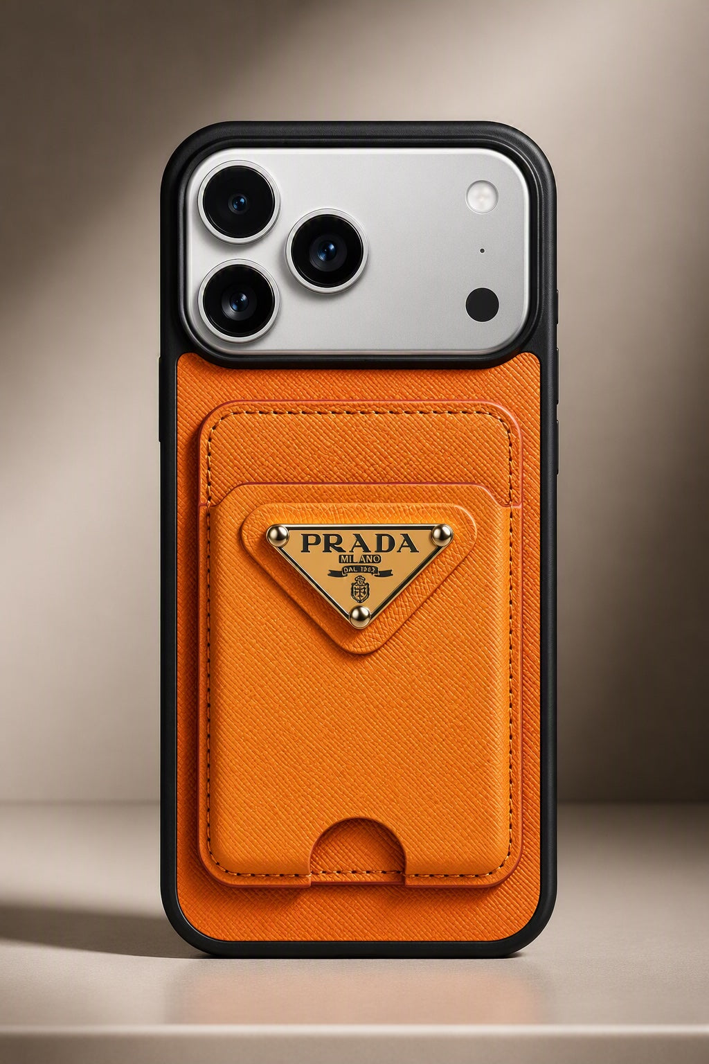 Luxury MagSafe Orange Wallet Case for iPhone 13–17